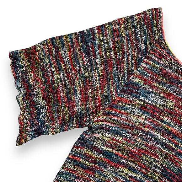 Womens Colorful Knit Sweater Pullover V Neck Lightweight Asymmetrical - Picture 3 of 6